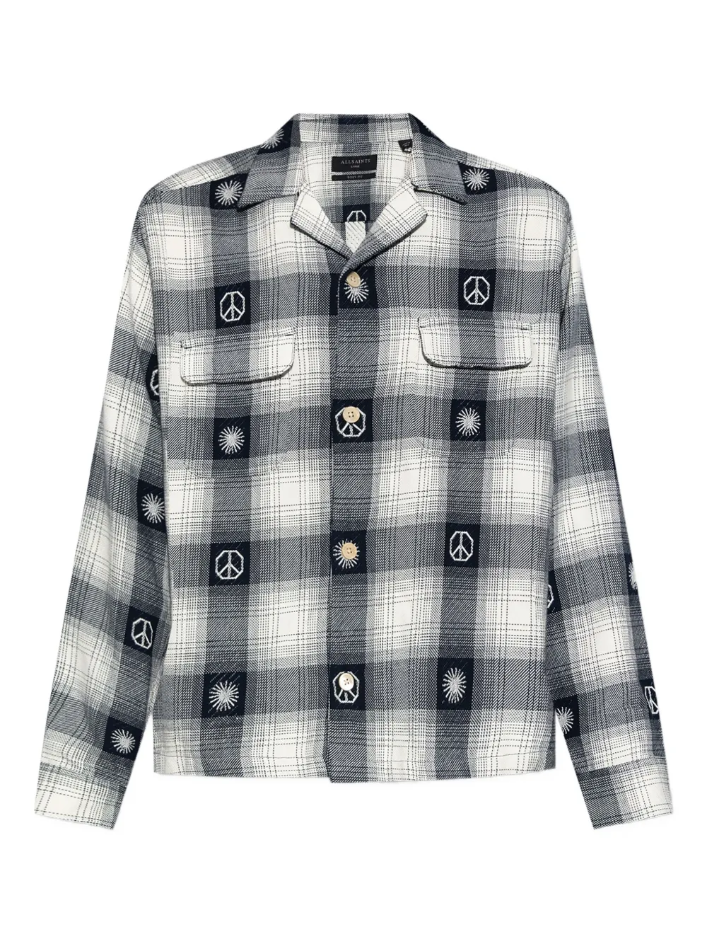 AllSaints peace-symbol check shirt | Blue | Image 1