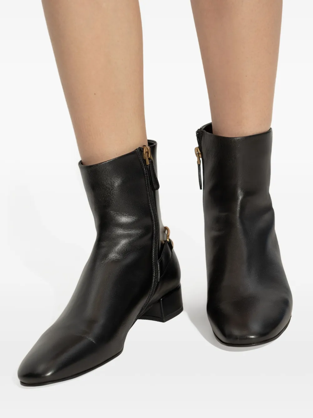 Emporio Armani 30mm zip embellished ankle boots Black