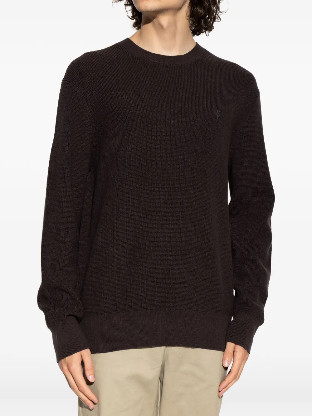 AllSaints Geribbelde sweater met ronde hals Bruin