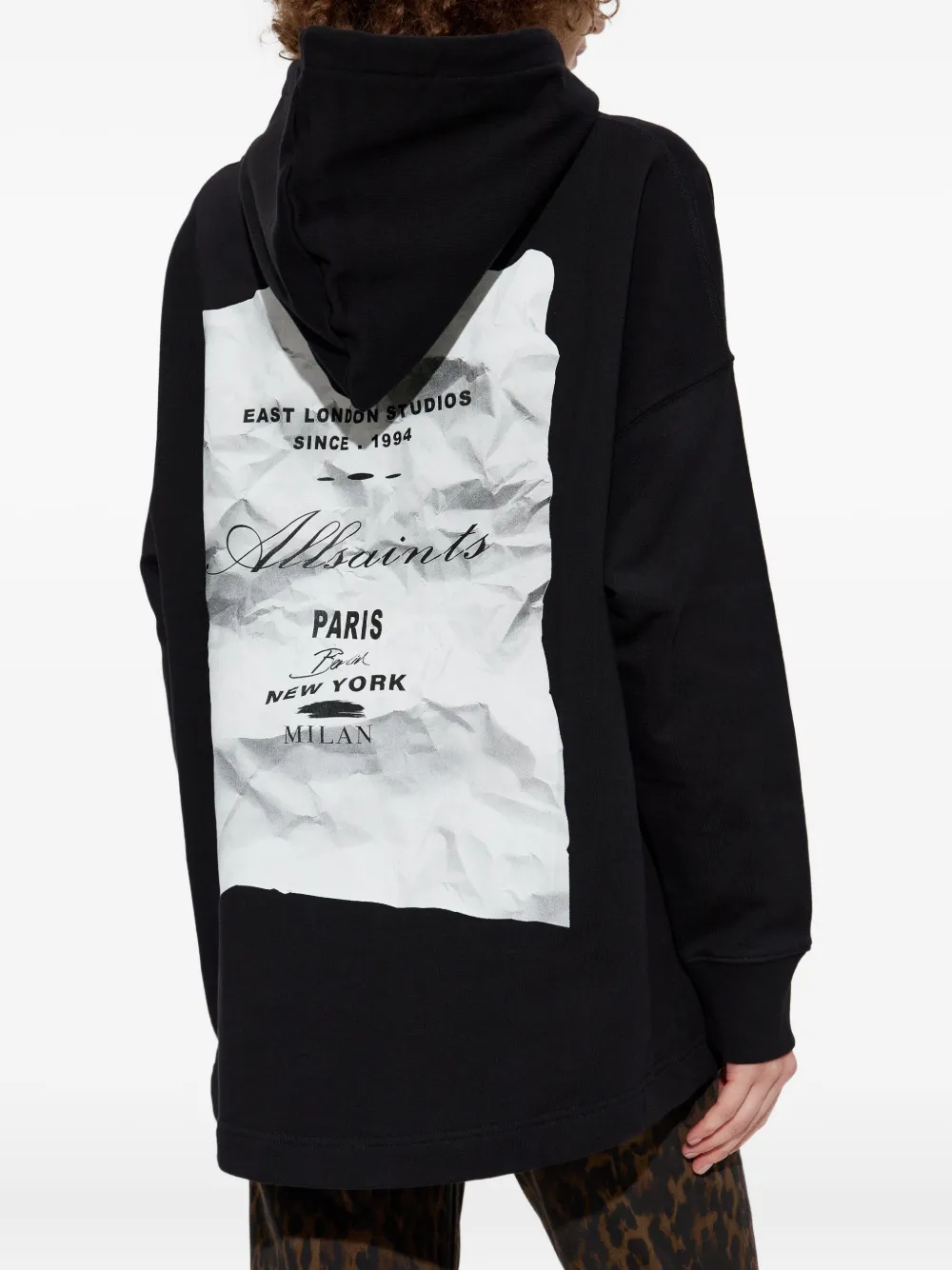 AllSaints Katoenen hoodie met grafische print Zwart
