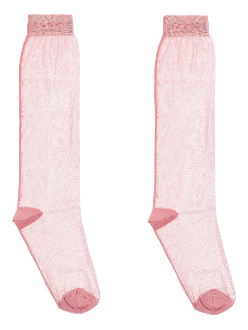 Marni Logo-detail Sheer Socks In Pink
