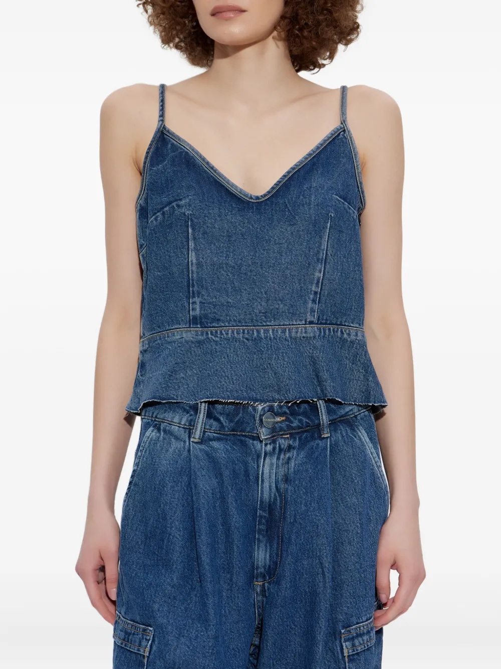 Spaghetti-Strap Denim Top