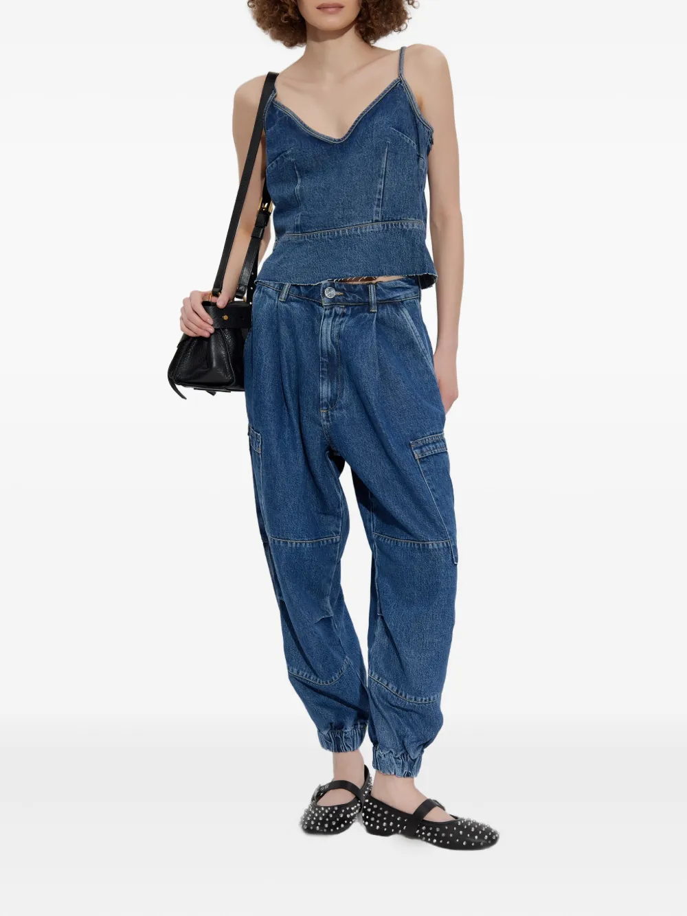 Spaghetti-Strap Denim Top