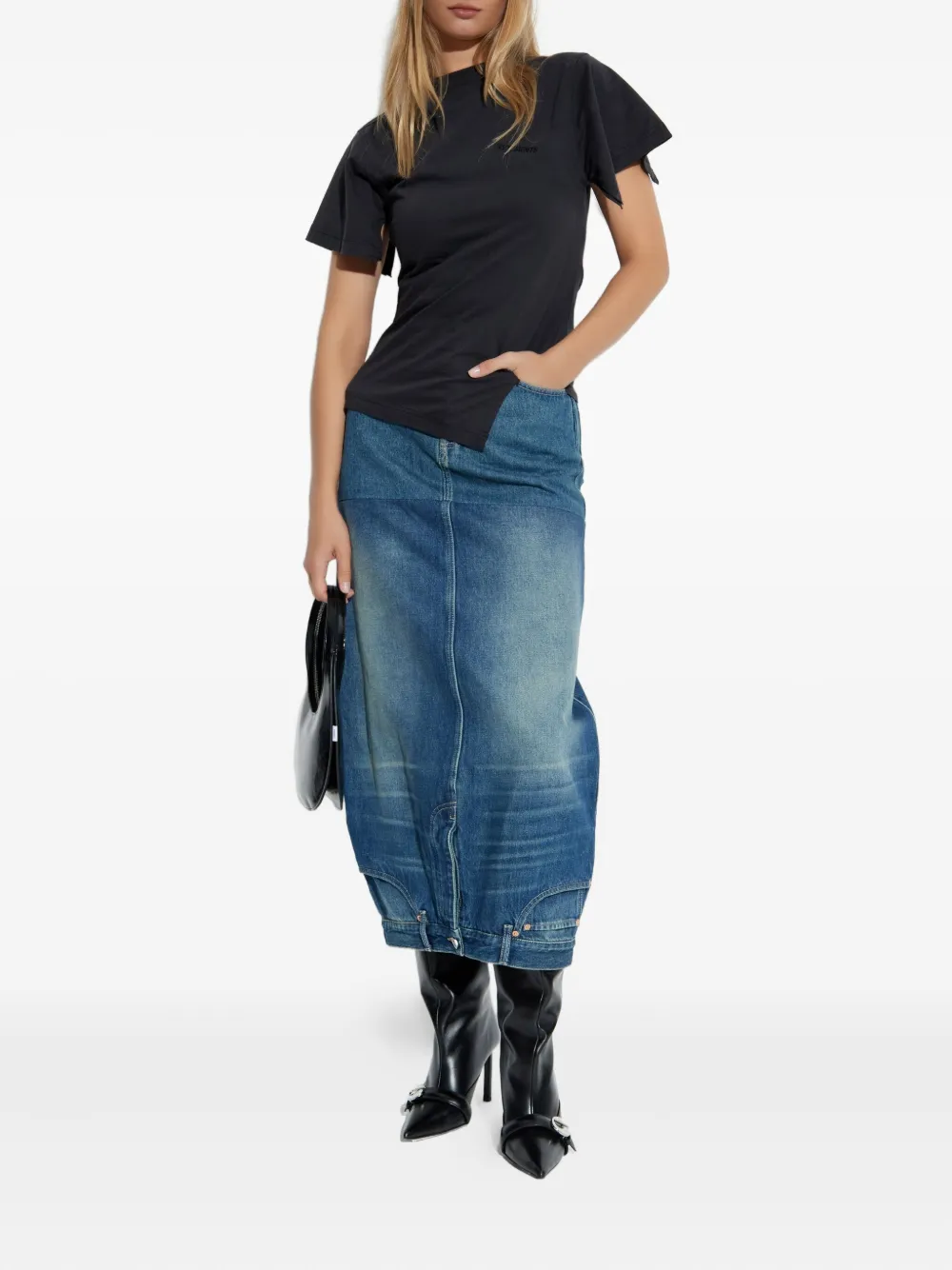 Vetements Upside-down Denim Midi Skirt In Multi