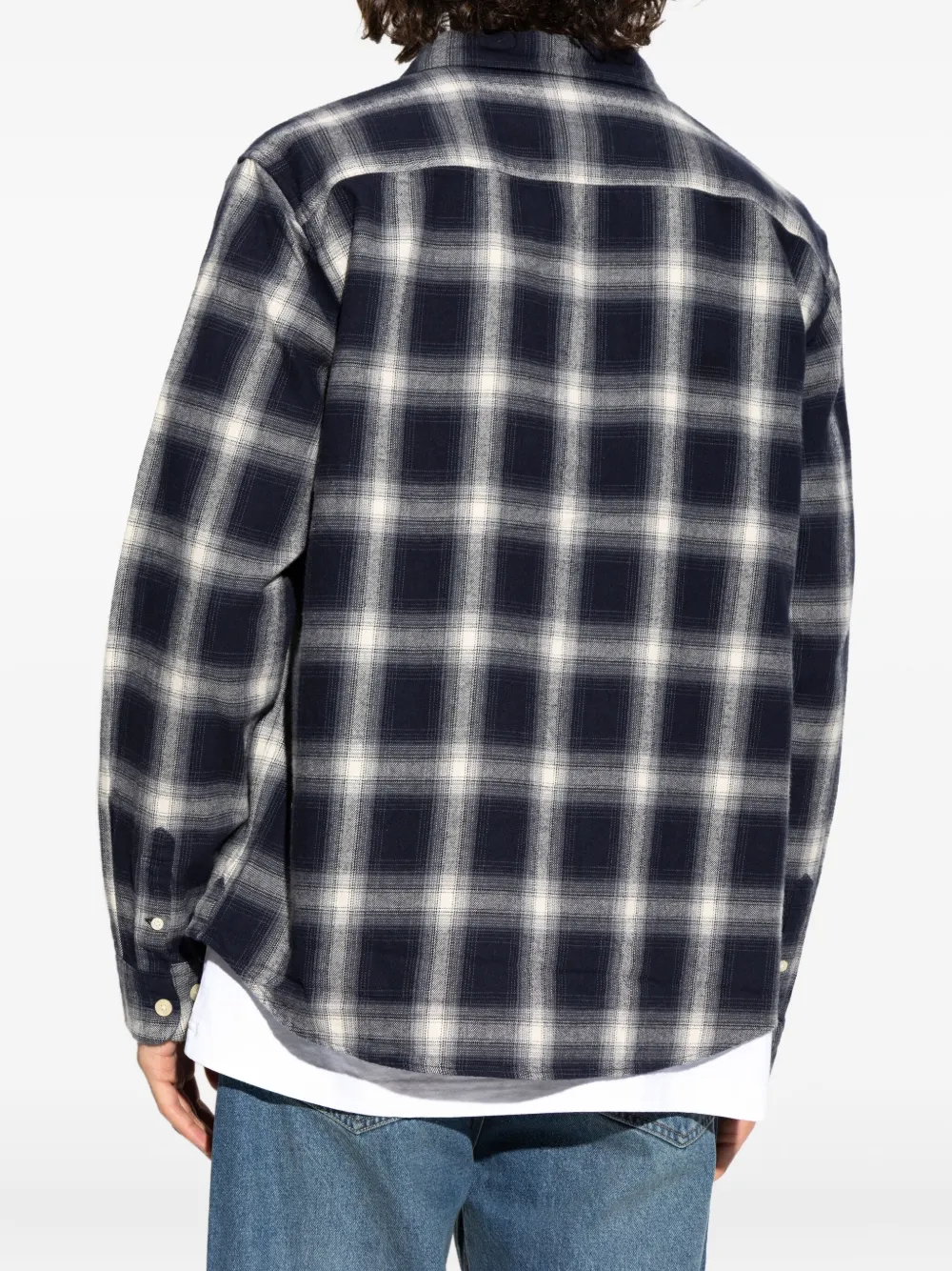 Allsaints Check-embroidered Shirt In Black