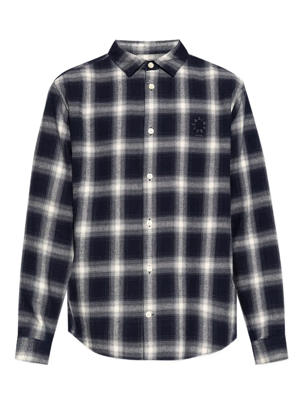 Allsaints Check-embroidered Shirt In Black