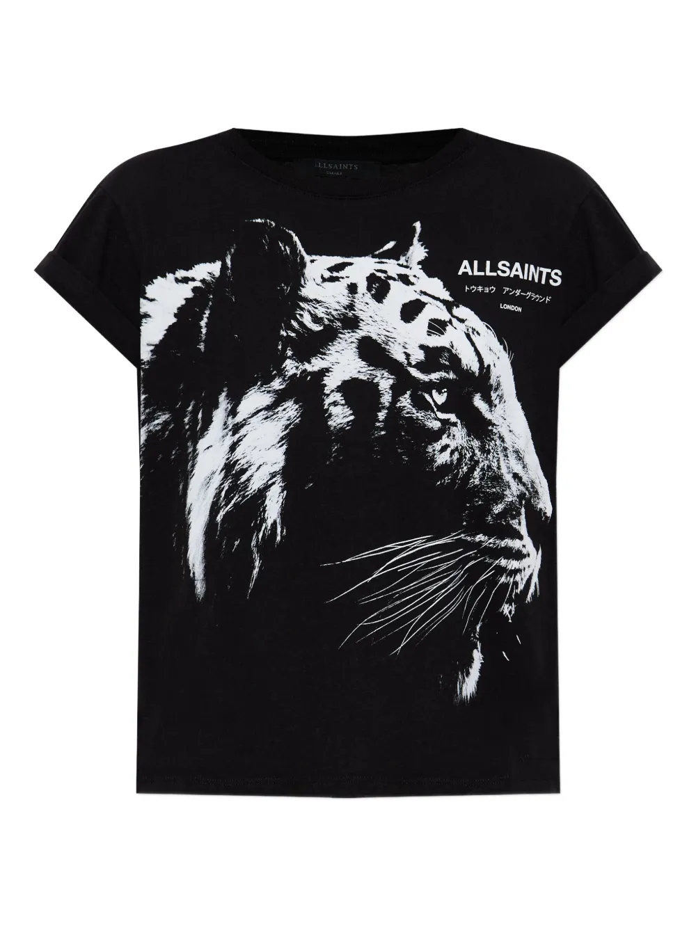 AllSaints T-shirt in cotone con stampa tigre - Nero