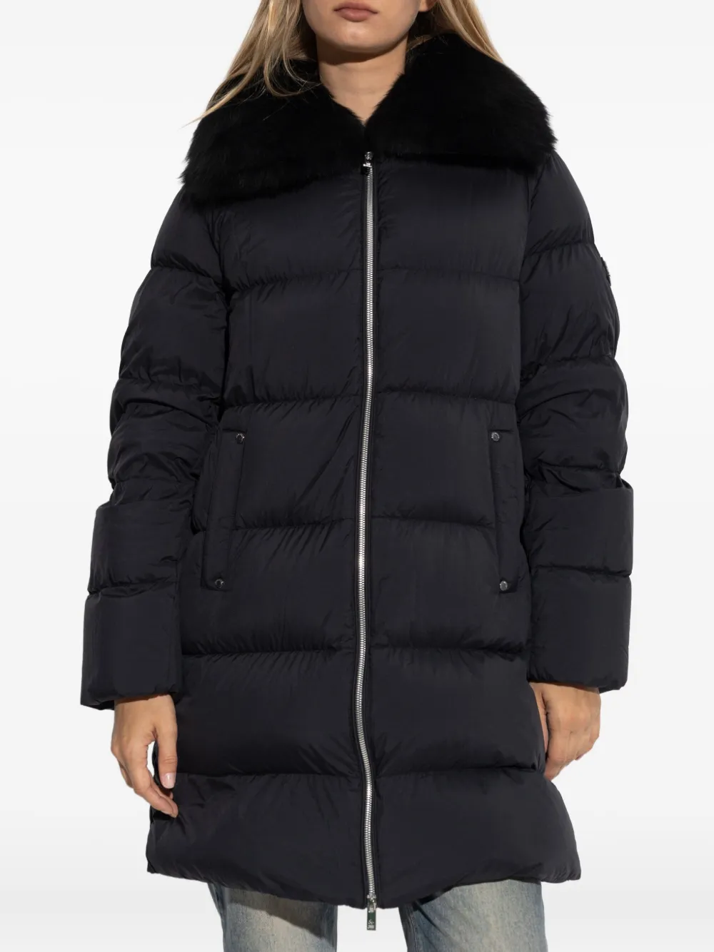 Moose Knuckles Long-sleeved Down Jacket In Black