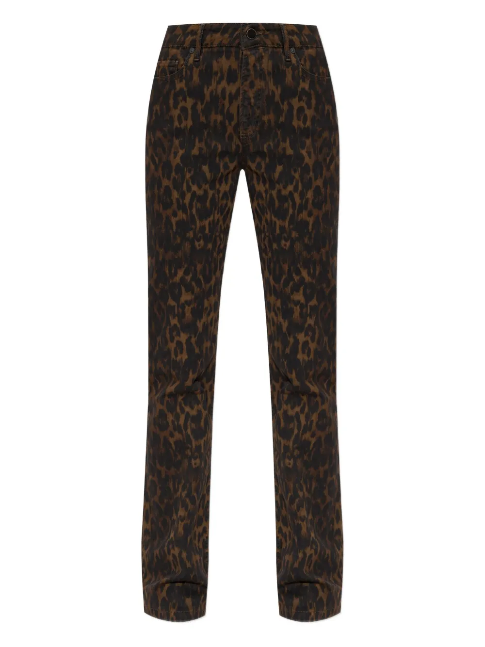 Allsaints Leopard-print Jeans In Brown