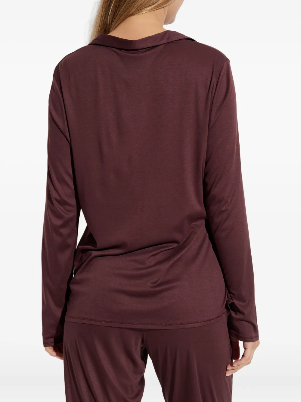 Hanro Long-sleeve Button-down Shirt In Brown