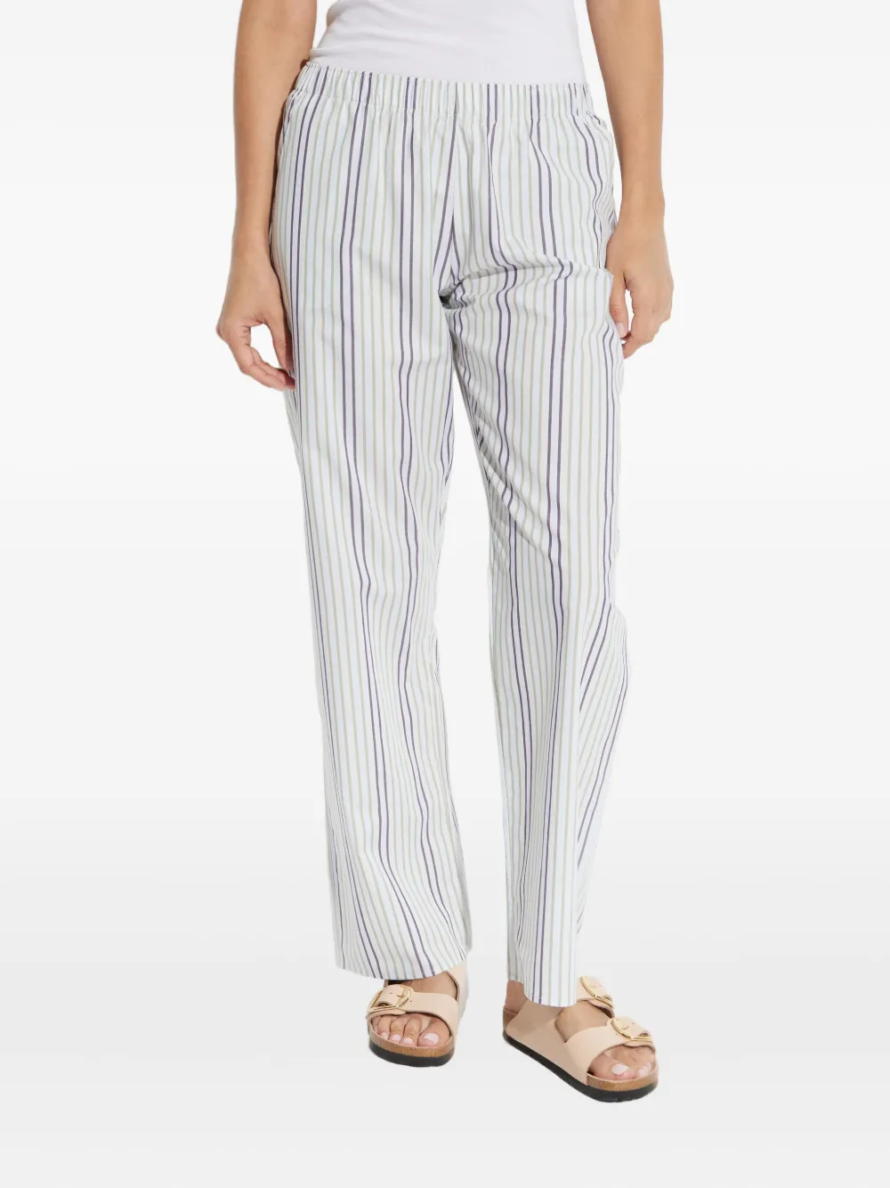Hanro striped elastic-waist pajamas pants | White | Image 1