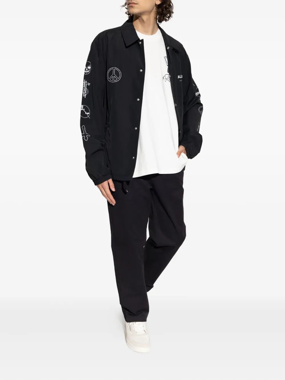 AllSaints Broek met geborduurd logo - Zwart