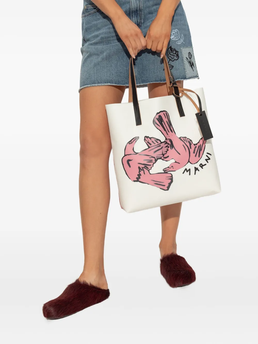 Marni bird-print leather tote bag | Image 2