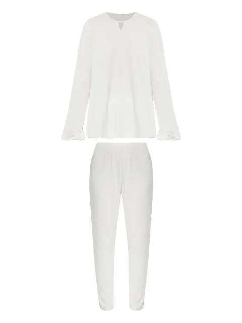 Hanro keyhole-neck ruffled pyjamas (set of two)