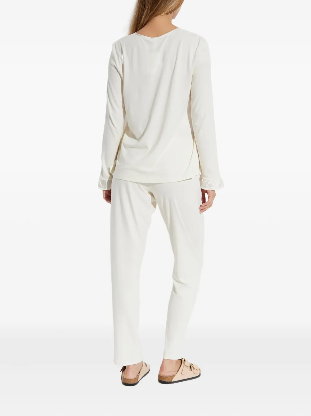 Hanro Pyjama's met keyhole-detail en ruches Wit