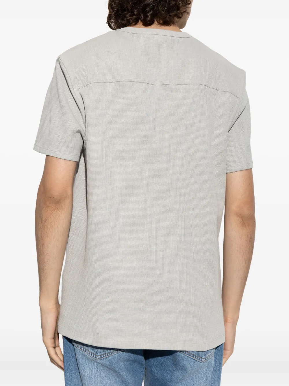 AllSaints T-shirt met geborduurd logo en wafeltextuur Grijs