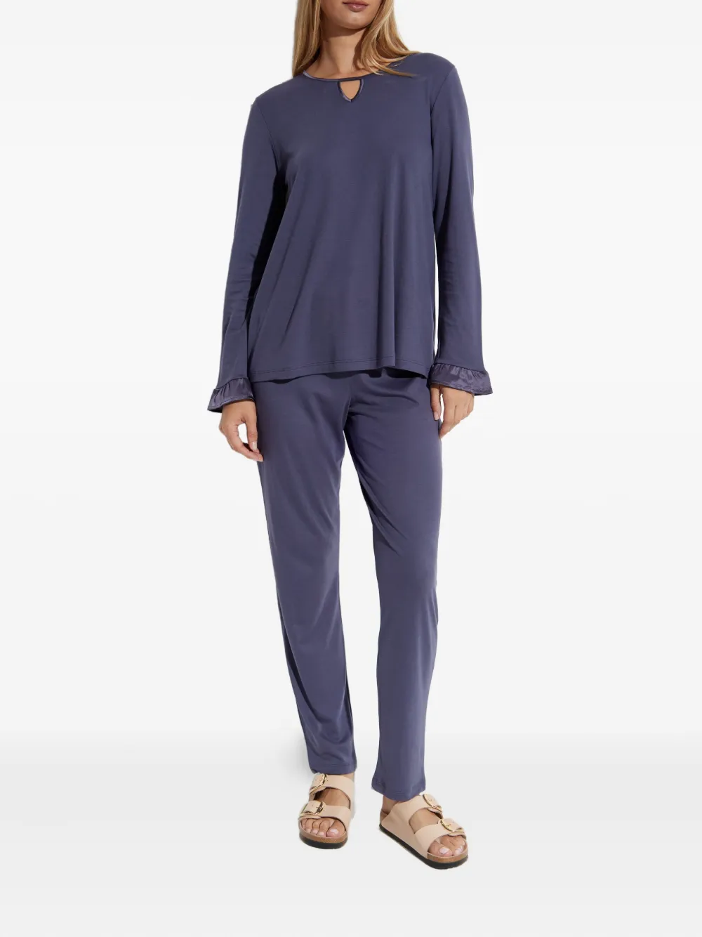 Hanro Keyhole-detail Pyjama (set Of Two) In Blue
