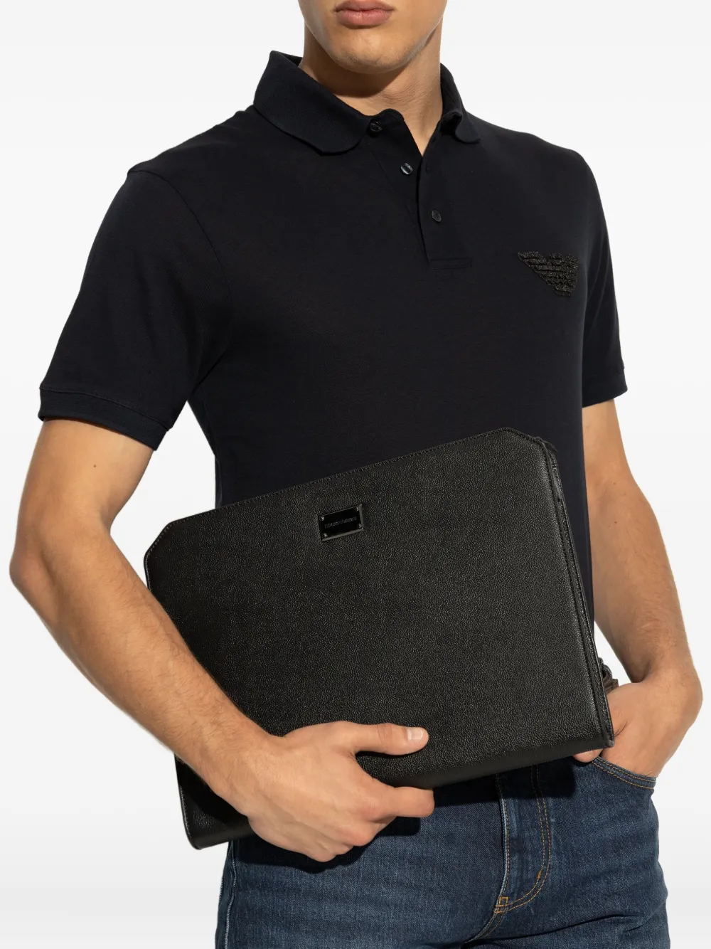 Emporio Armani logo-plaque leather clutch bag | Image 2
