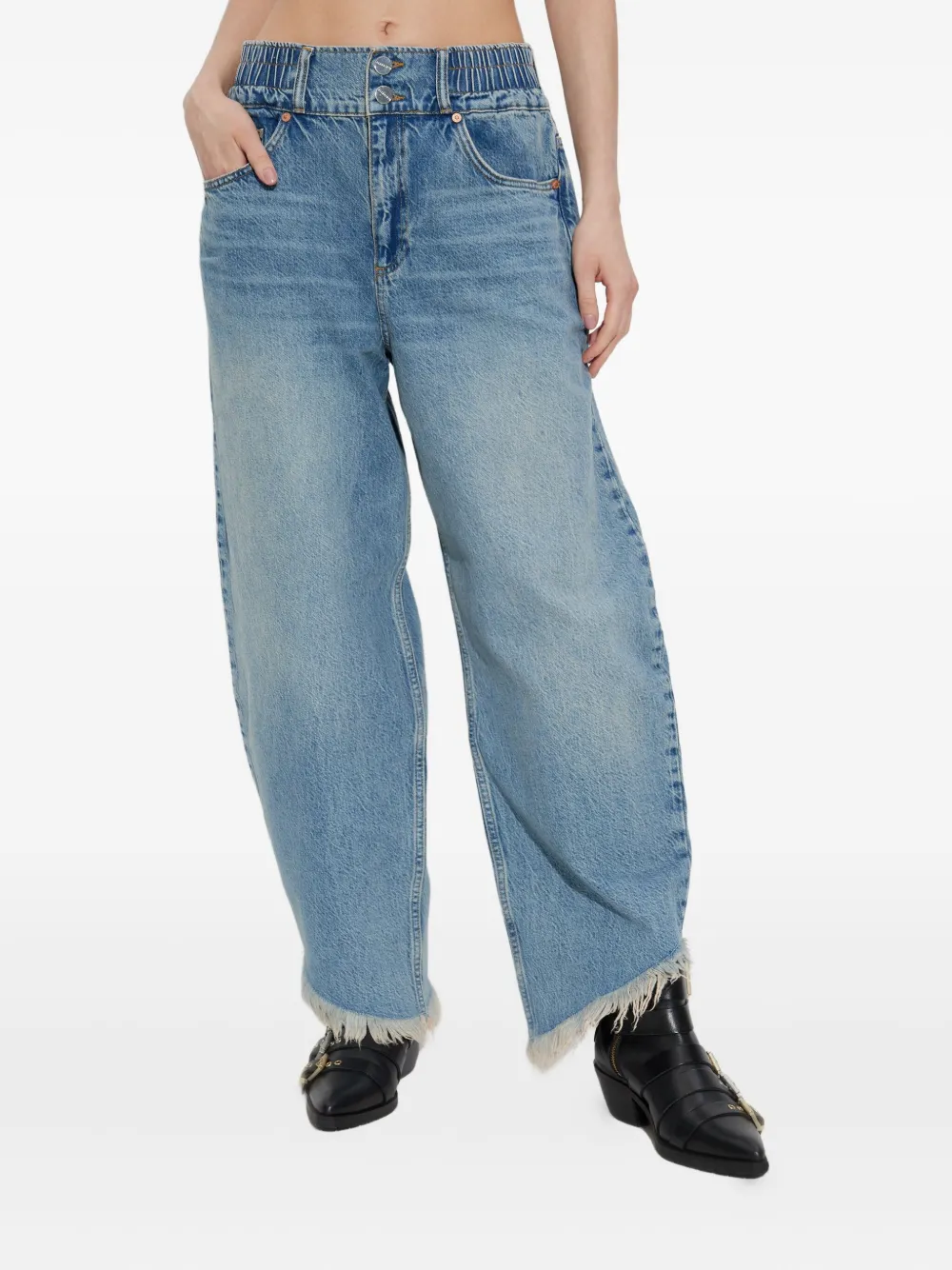 AllSaints TAYLOR jeans met franje afwerking Blauw