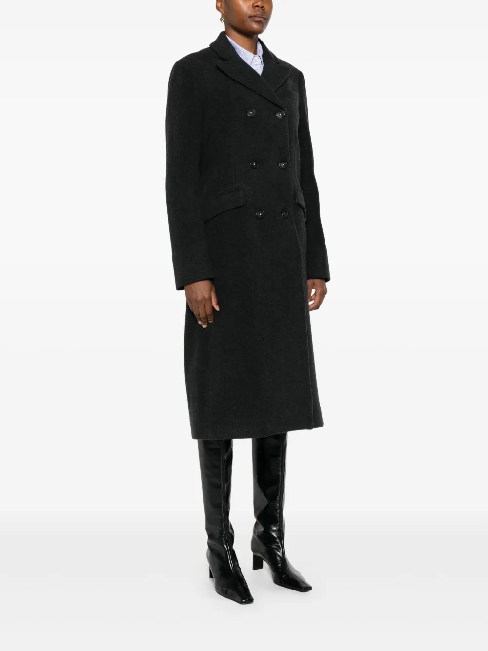 Massimo Alba Double-breasted Wool Coat In Black