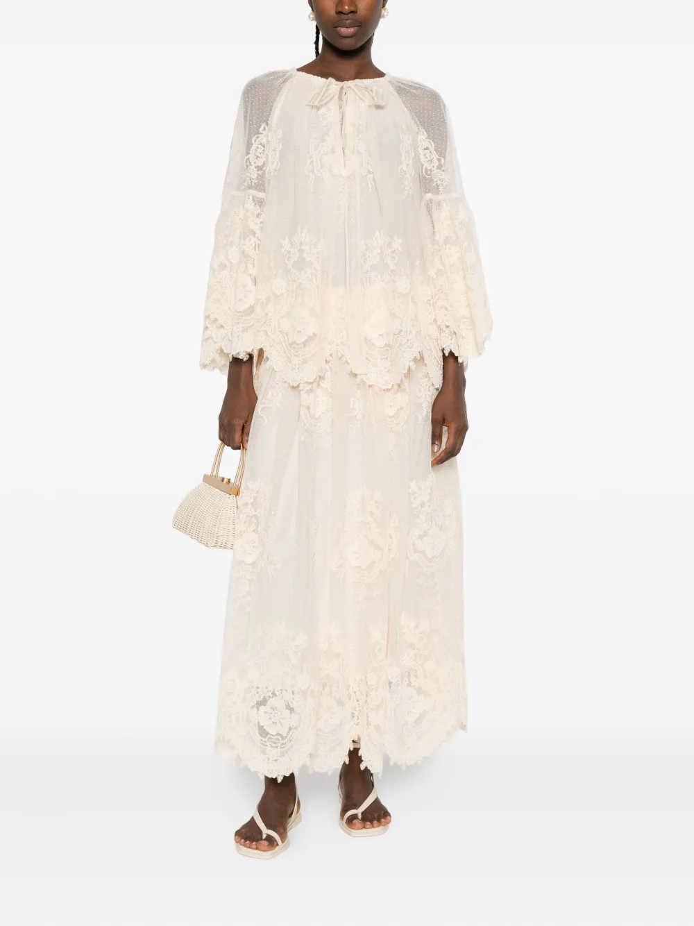 Zimmermann Lace Maxi Skirt In Neutral