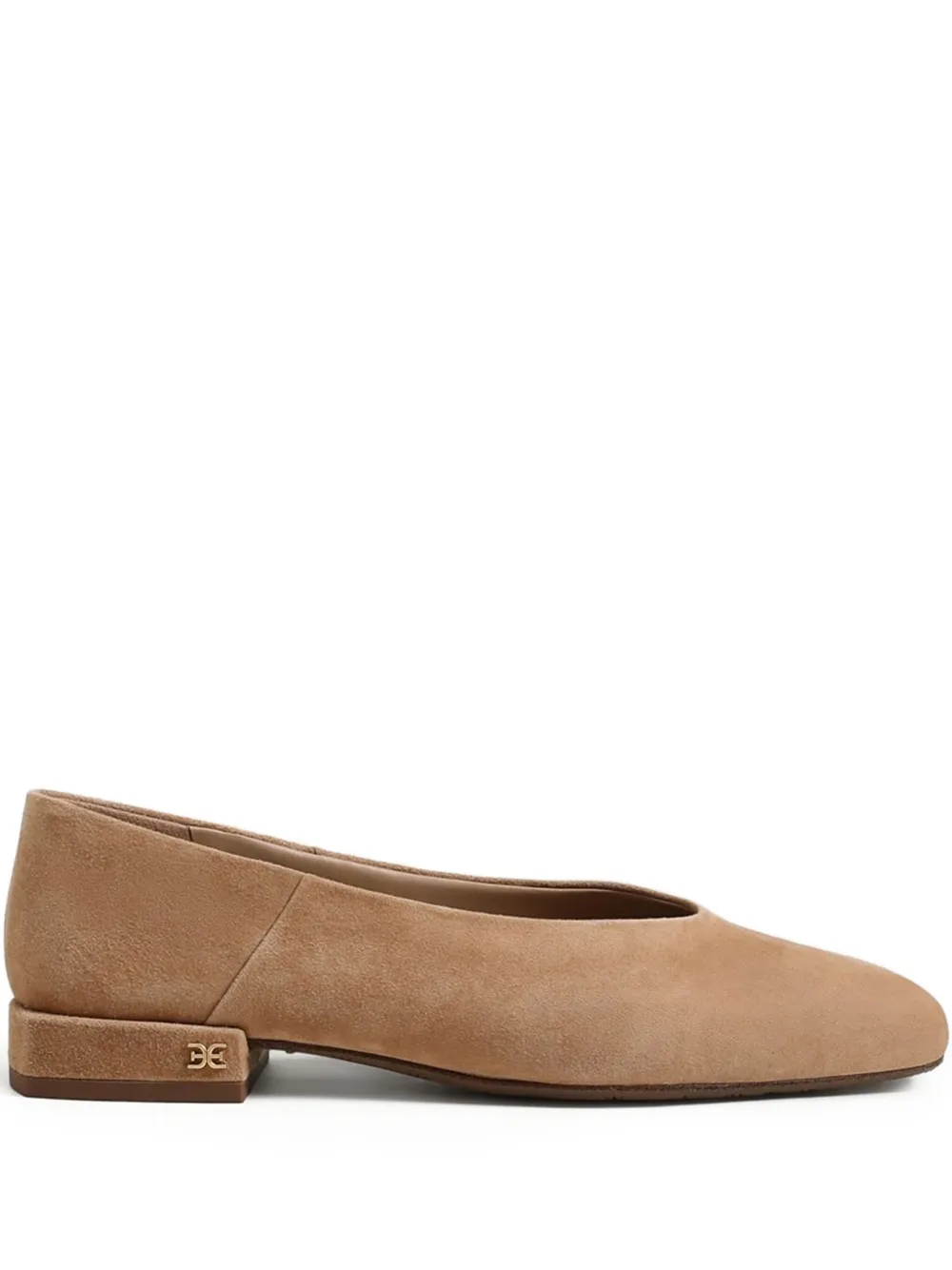 Sam Edelman Kasey Square-toe Suede Ballet Flats In Brown