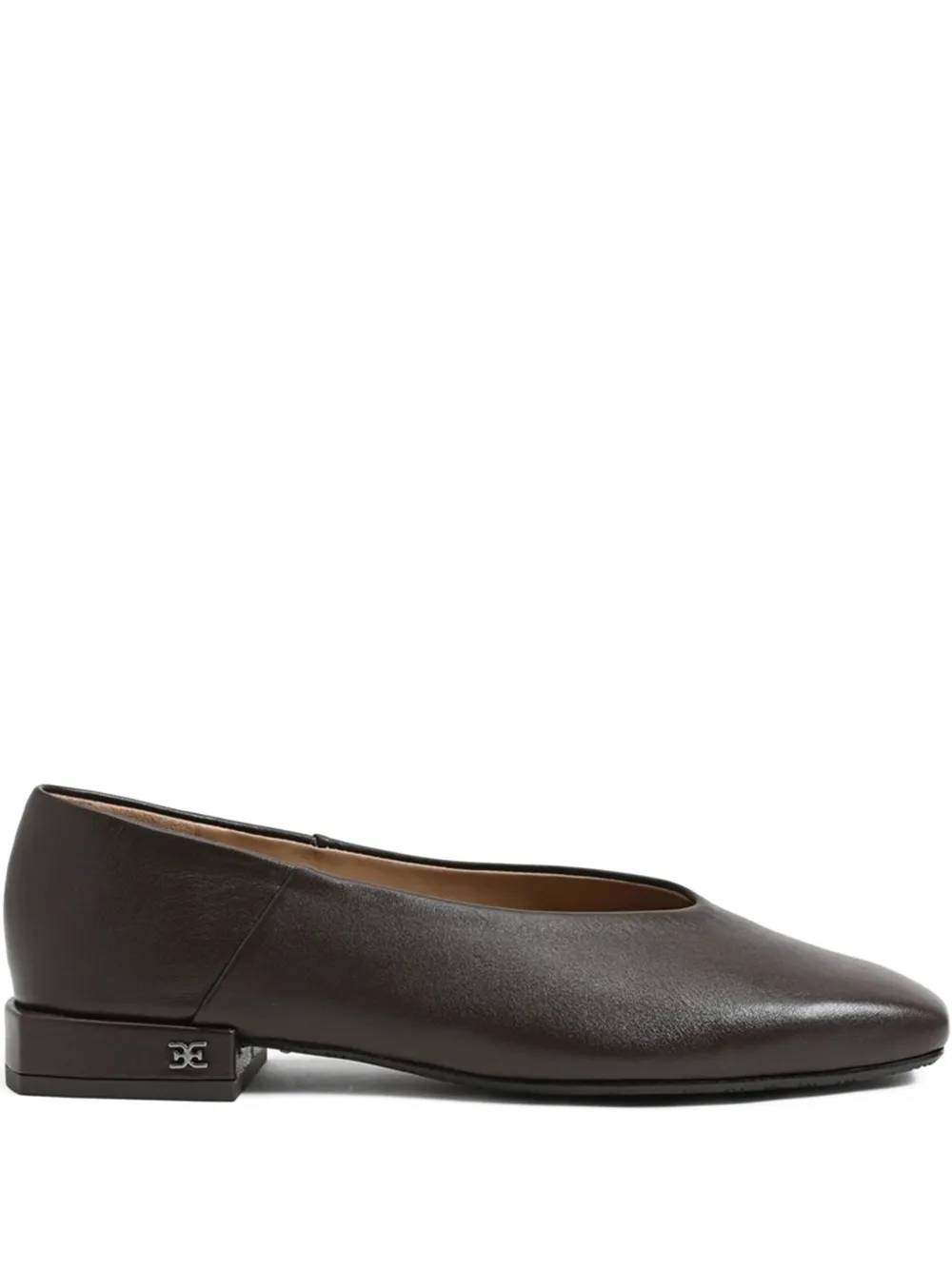 Sam Edelman Kasey Square-toe Leather Ballet Flats In Brown