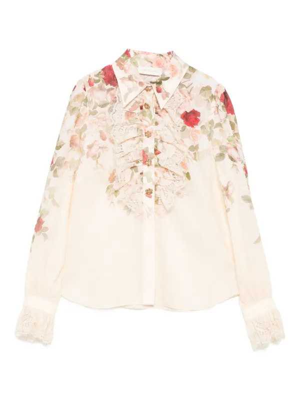 ZIMMERMANN レーストリム シャツ | ニュートラル | FARFETCH JP