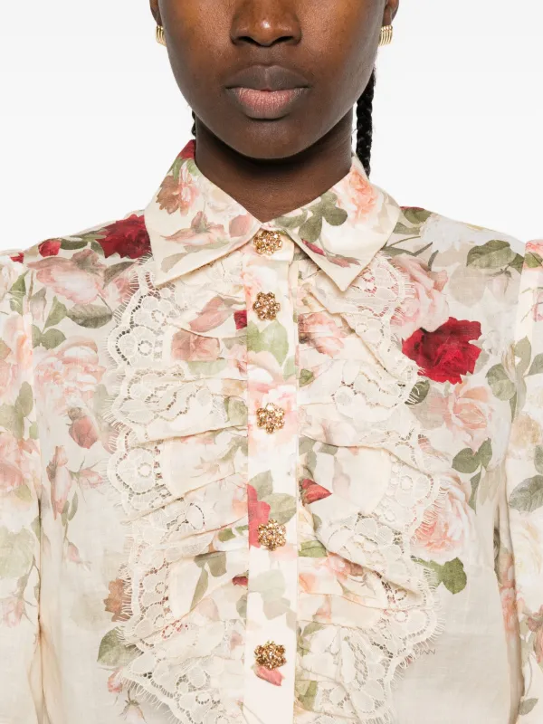 ZIMMERMANN レーストリム シャツ | ニュートラル | FARFETCH JP