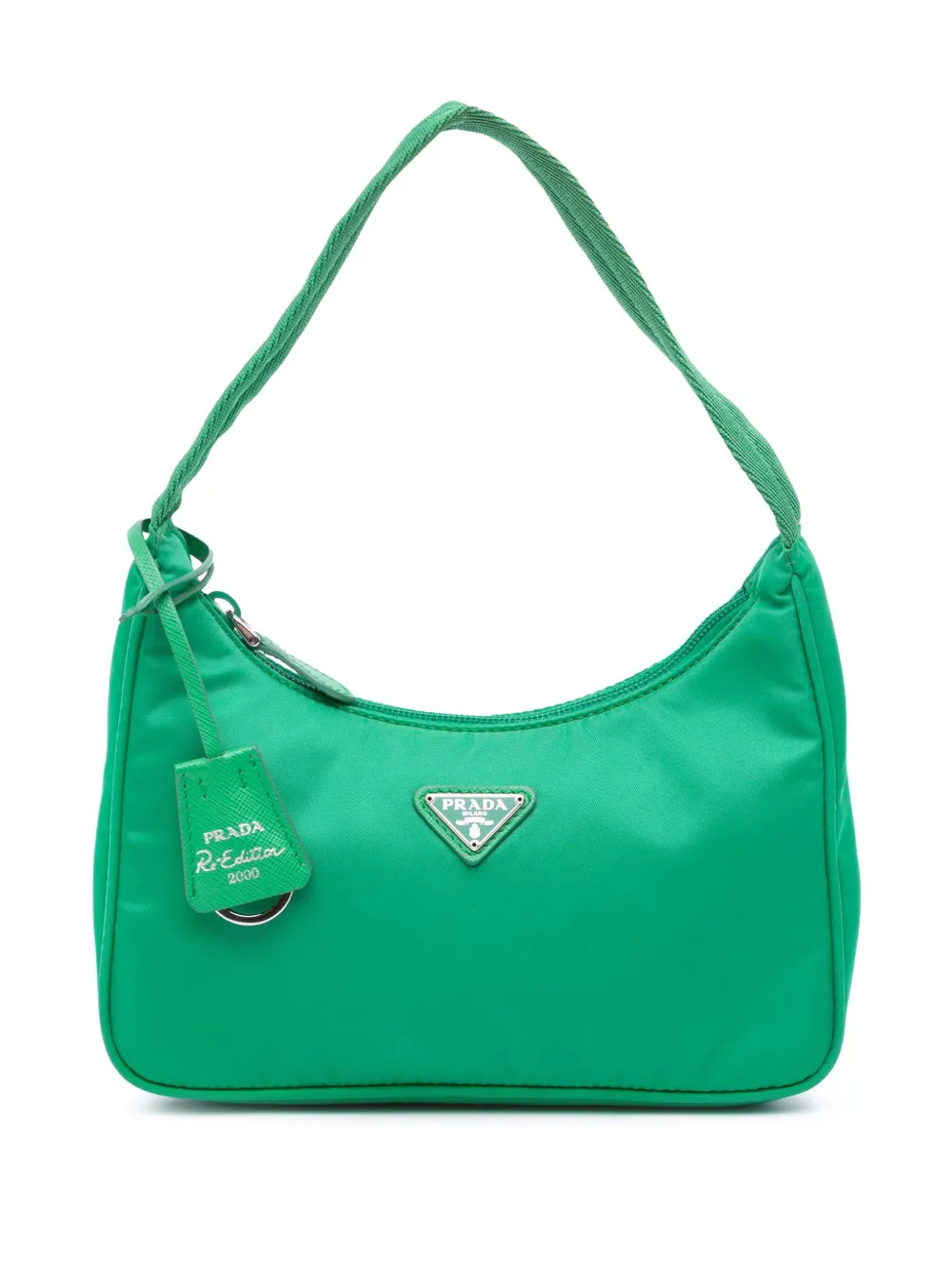 Pre-owned Prada 2019-2025 Mini Tessuto Re Edition 2000 Shoulder Bag In Green