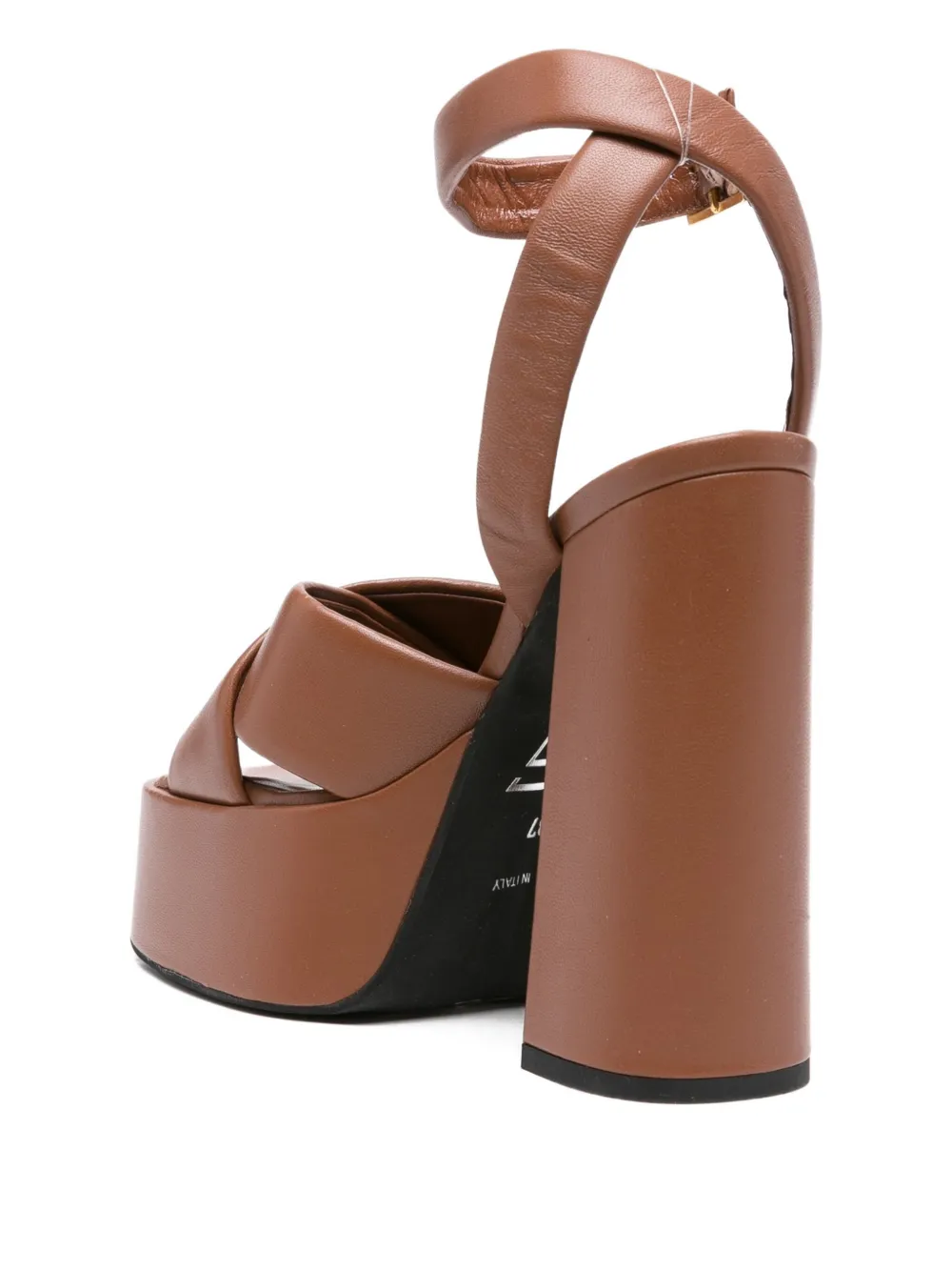 GIANPAOLO VIOZZI 140mm crossover platform sandals Brown