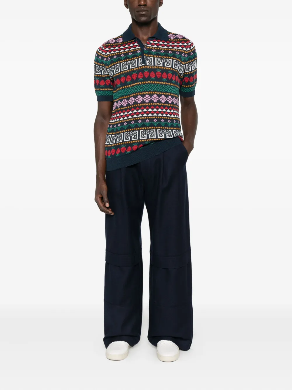Gallia Poloshirt met geometrische print - Blauw