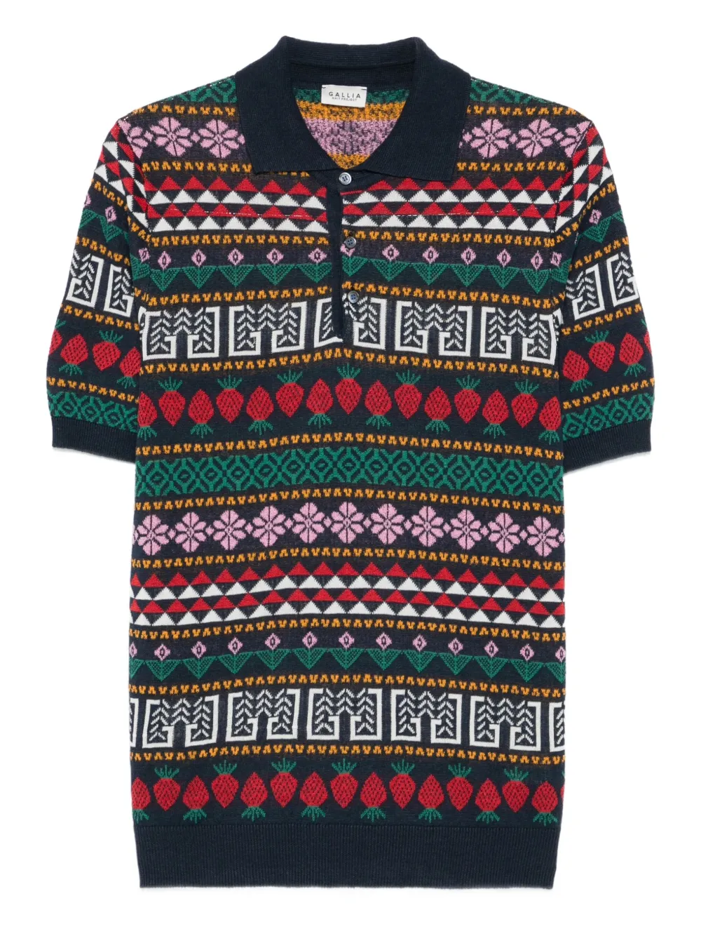 gallia Geometrisch gemustertes Poloshirt - Blau