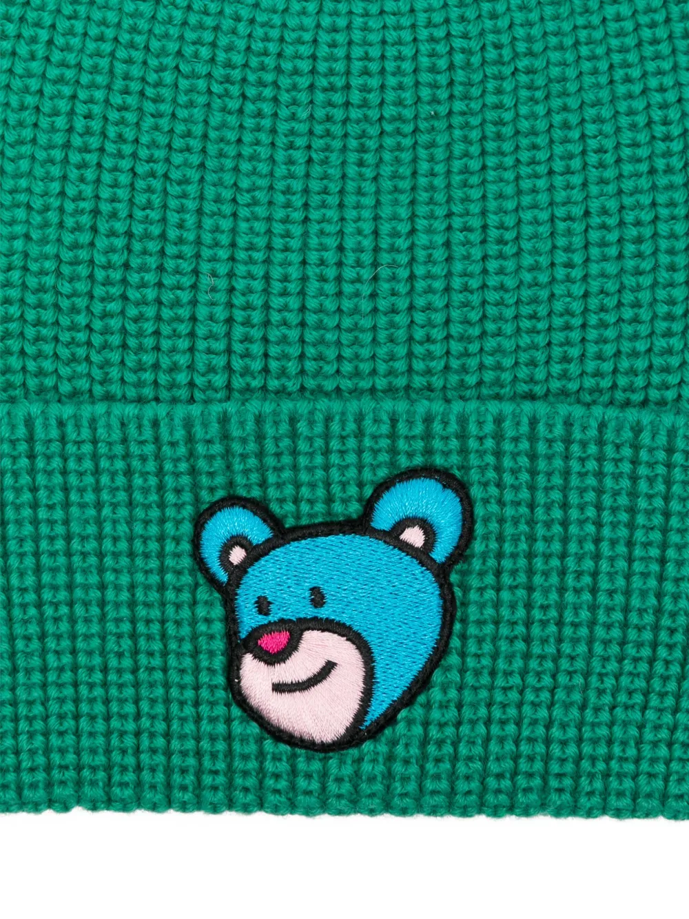 Inbetweeners Ribbed Teddy-embroidered Beanie In Green