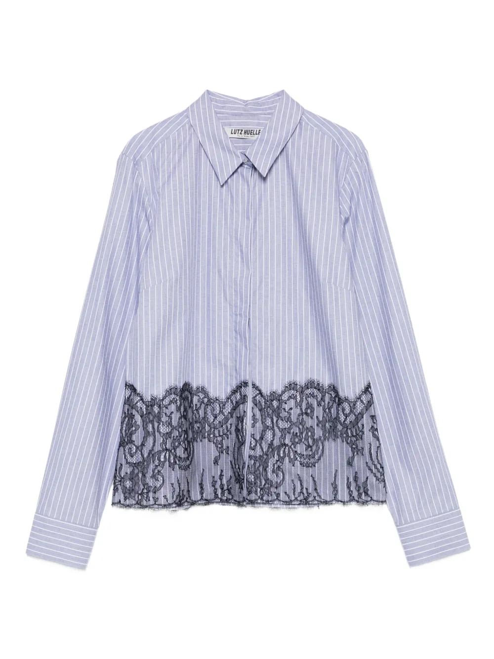 Lutz Huelle striped lace-trimmed shirt | Blue | Image 1