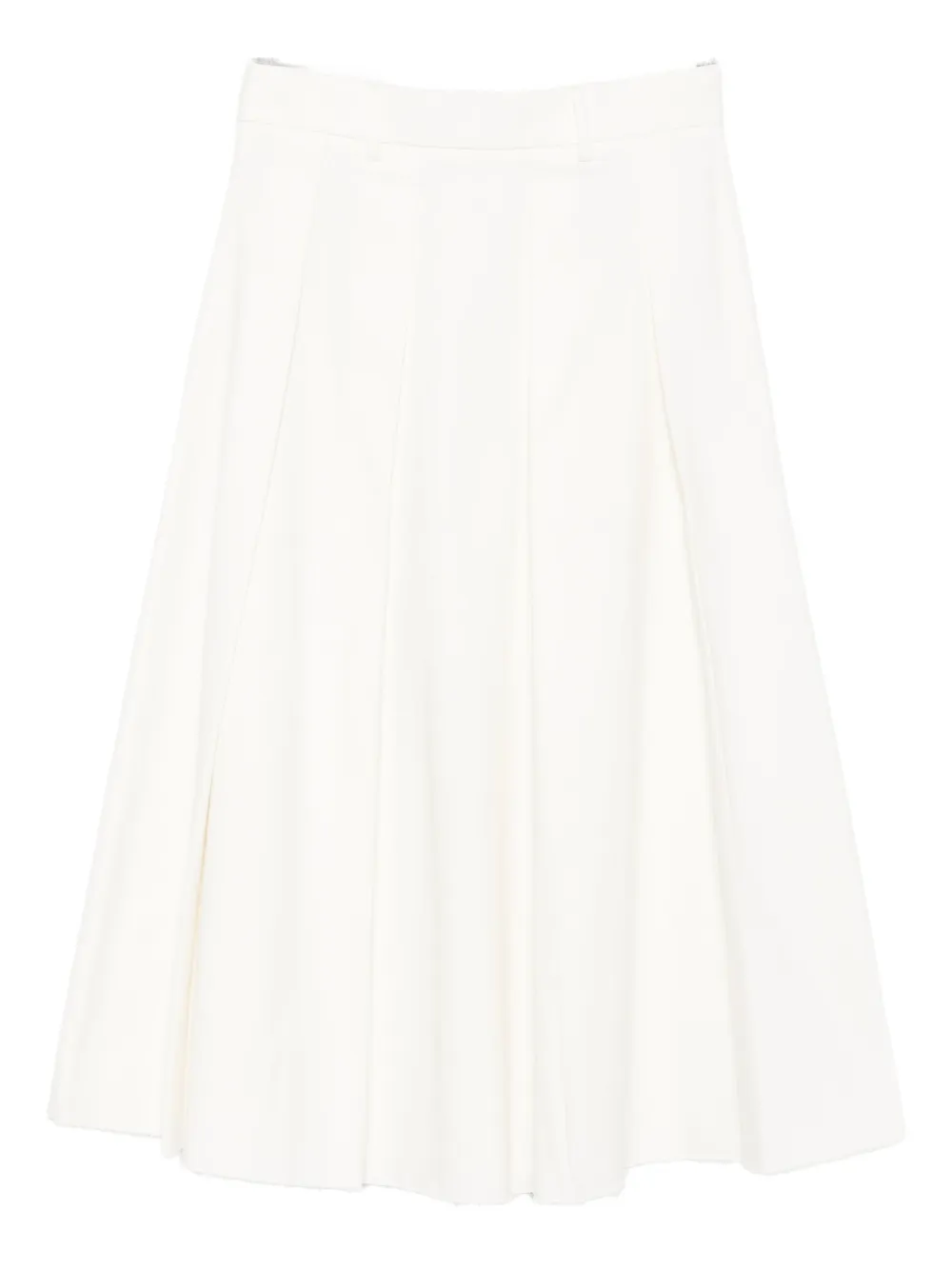Tela pleated frayed-edge midi skirt - Beige