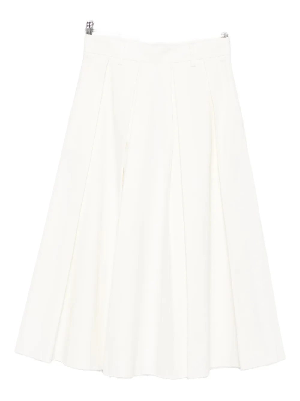 Tela Pleated Frayed-edge Midi Skirt In Neutral