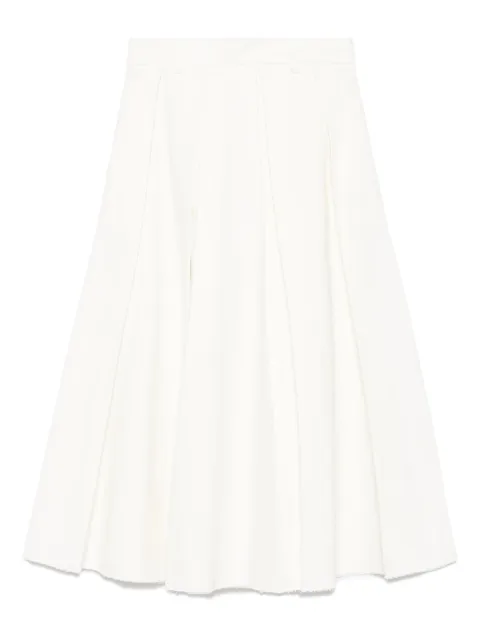 Tela pleated frayed-edge midi skirt