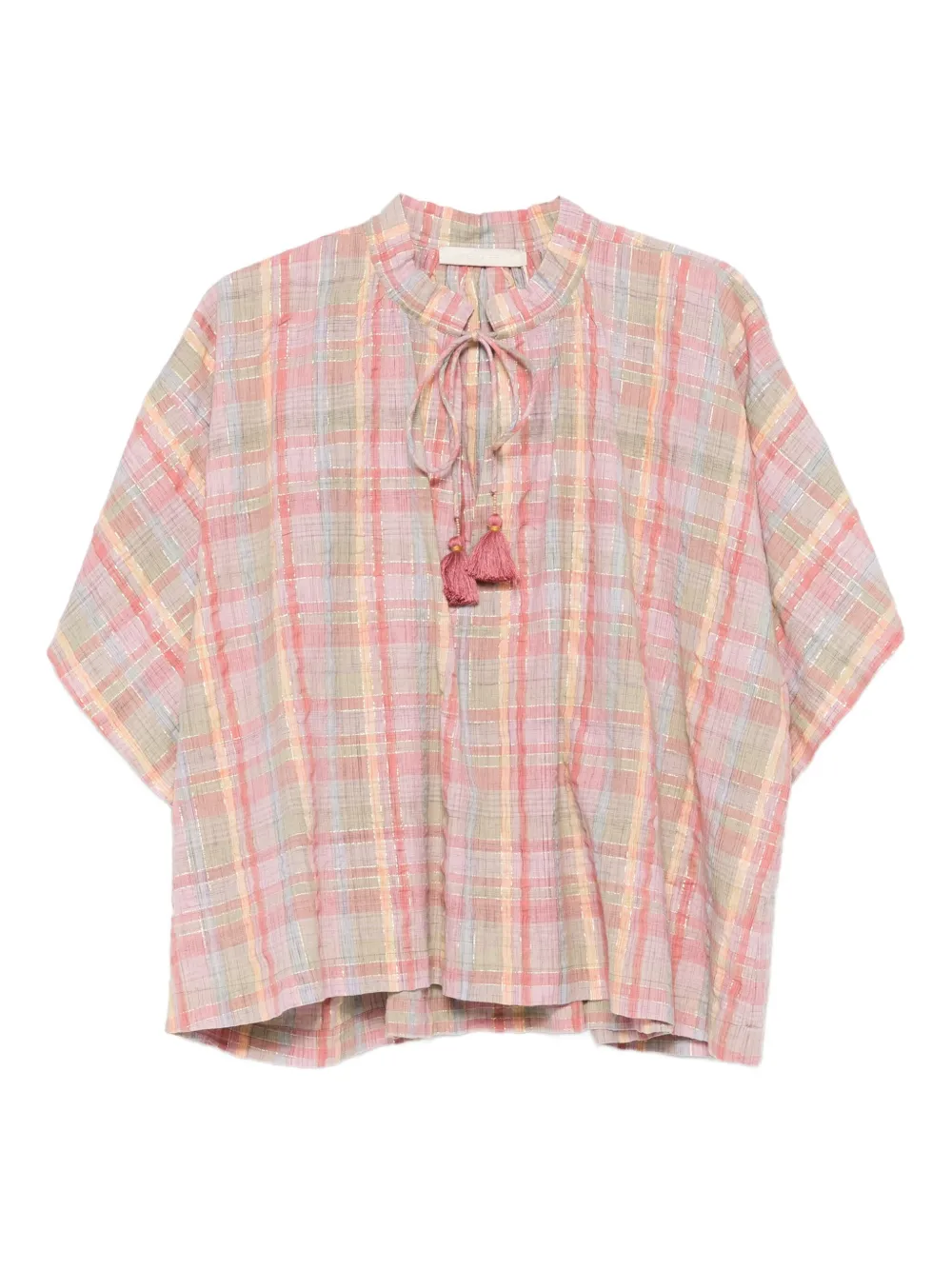 Vanessa Bruno tassels checked top | Pink | Image 1
