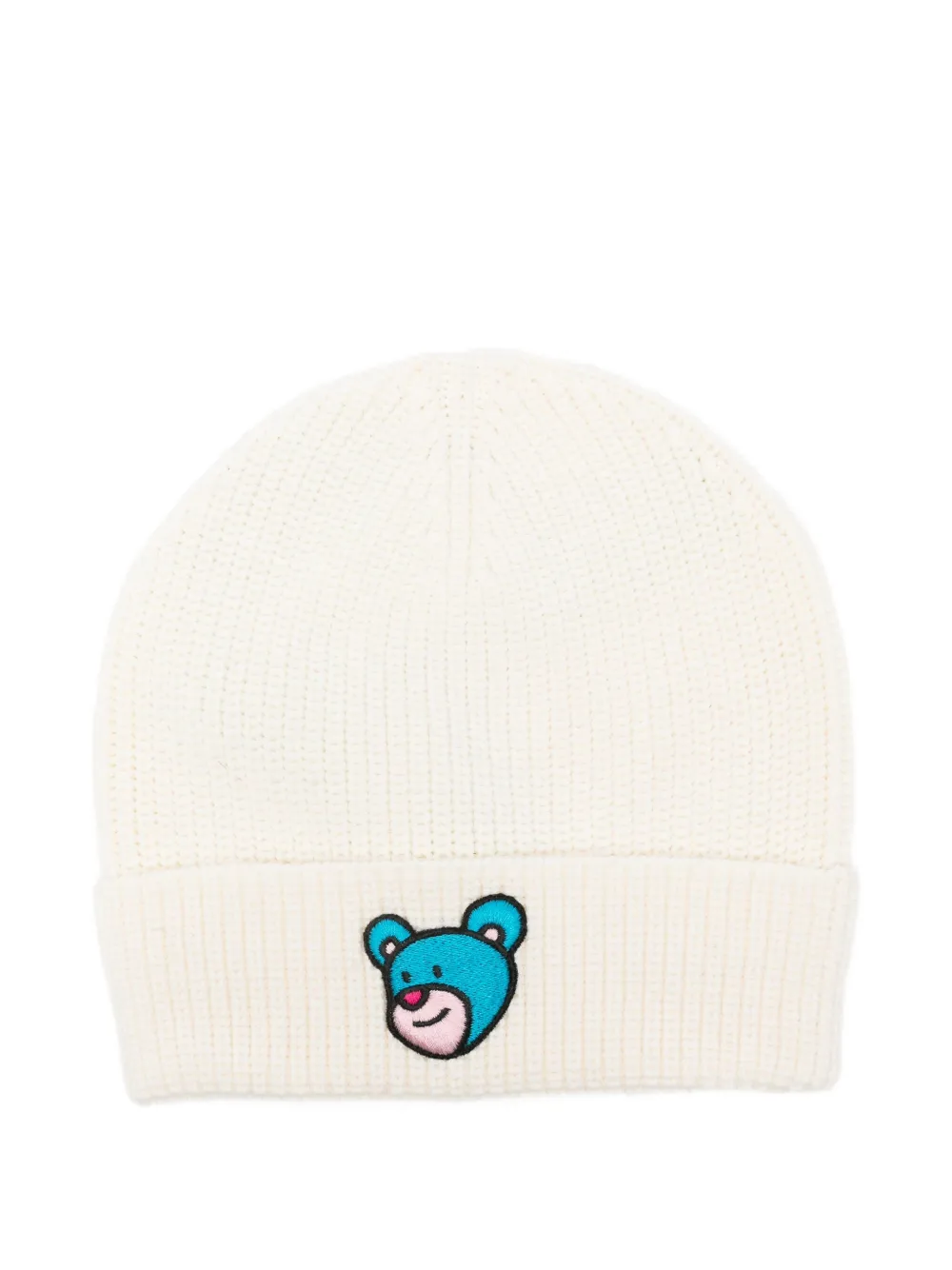 Inbetweeners Ribbed Bear-embroidered Beanie In Neutral