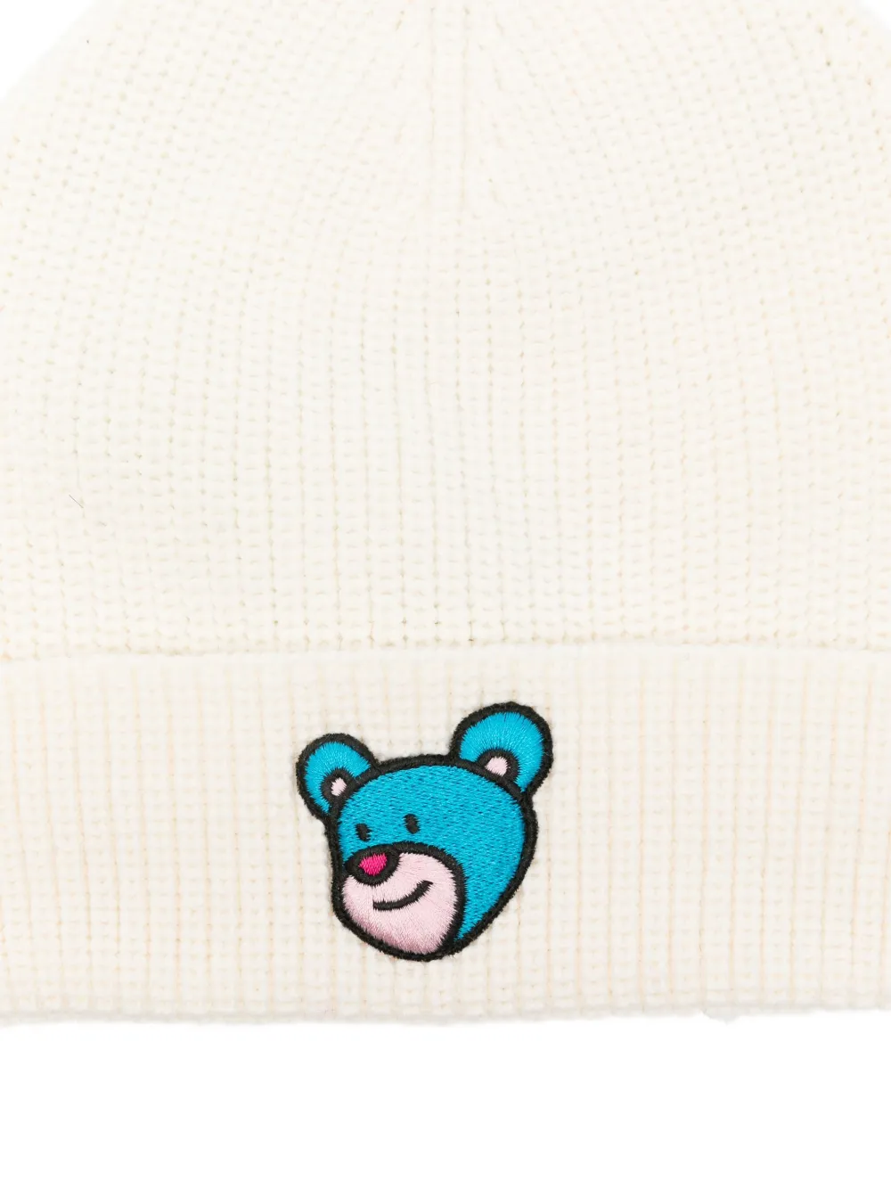 Inbetweeners Ribbed Bear-embroidered Beanie In Neutral