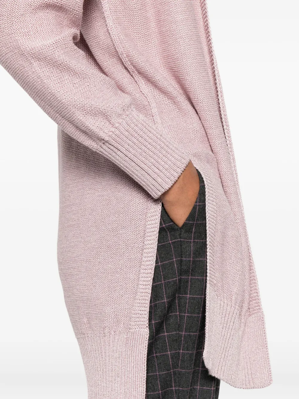 Intrecci Pocket Open-front Cardigan In Pink