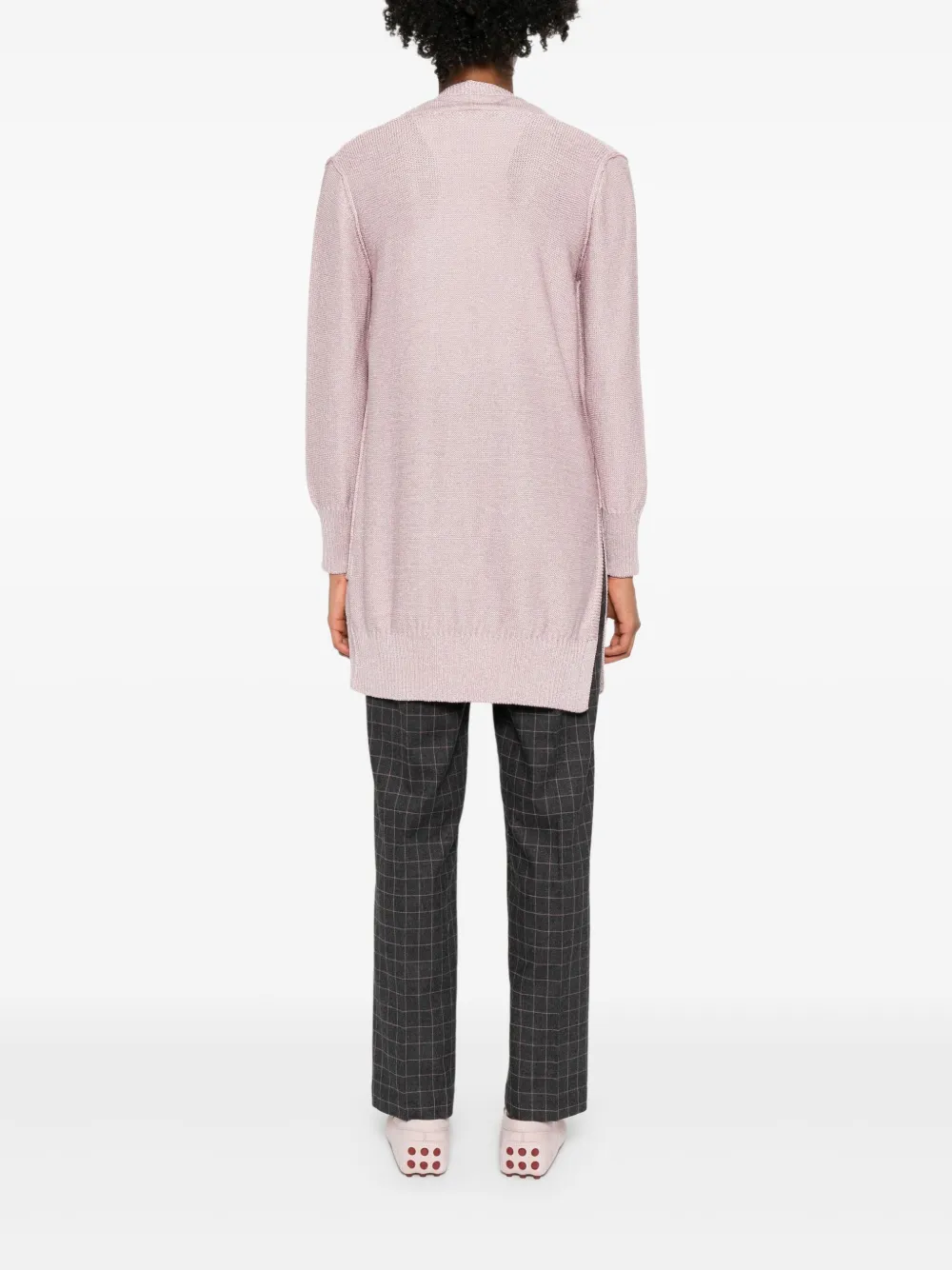 Intrecci Pocket Open-front Cardigan In Pink