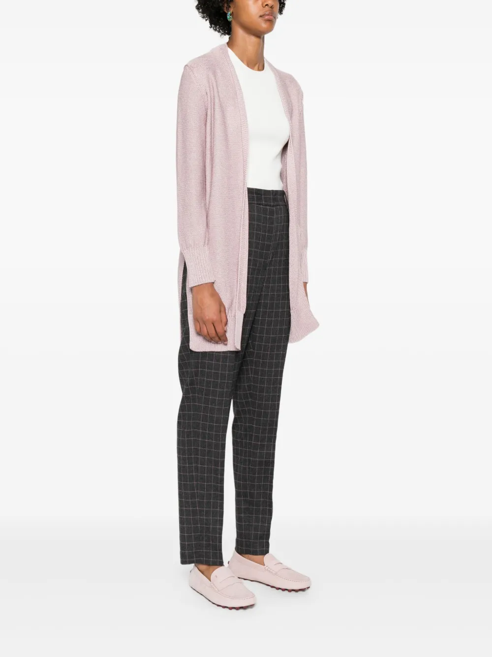 Intrecci Pocket Open-front Cardigan In Pink