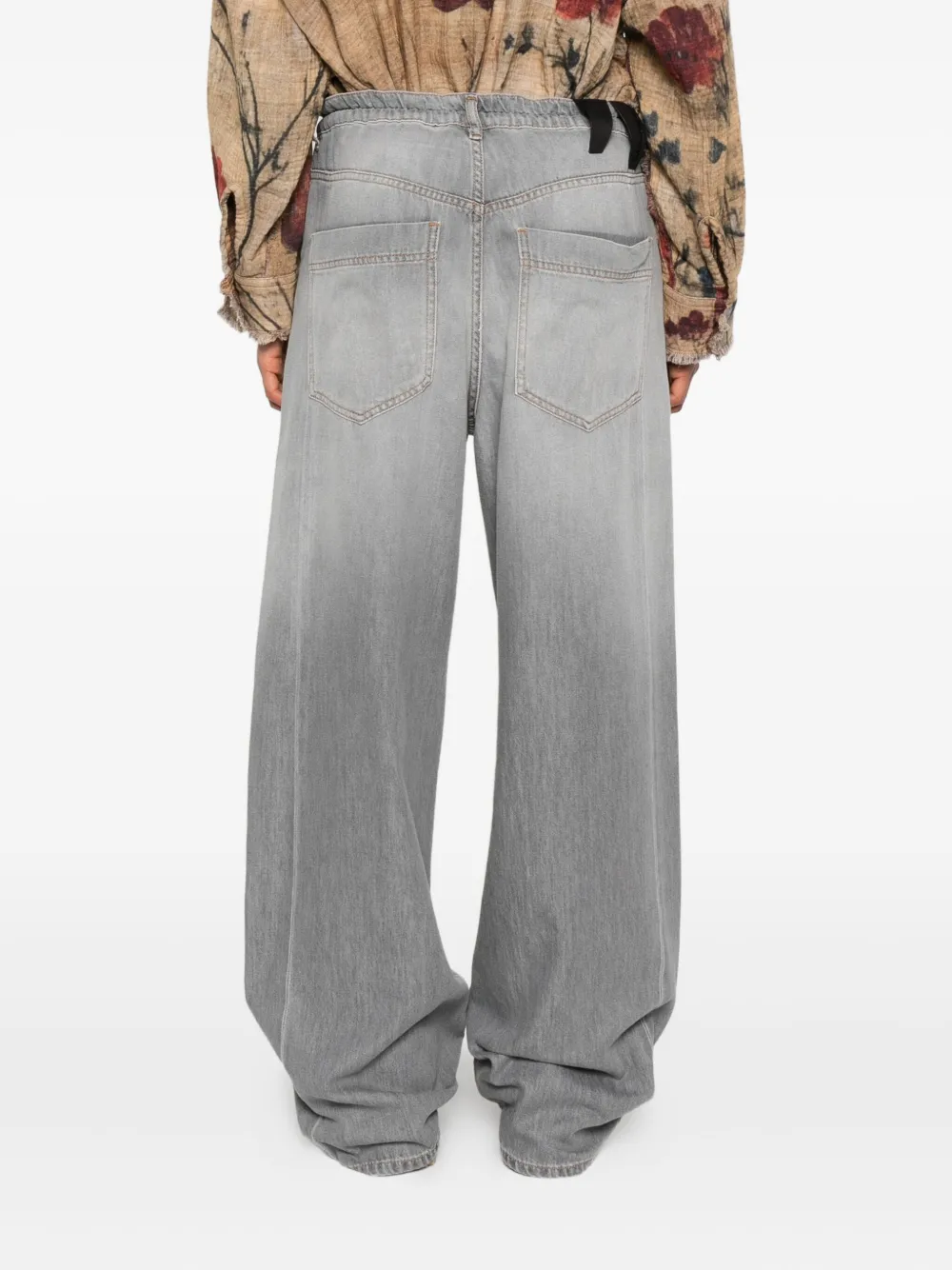 Darkpark Drawstring-waist Wide-leg Jeans In Gray