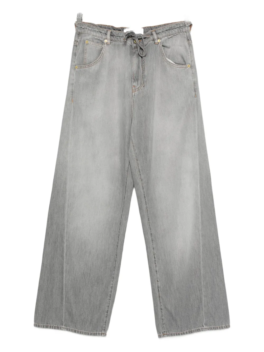 Darkpark Drawstring-waist Wide-leg Jeans In Gray