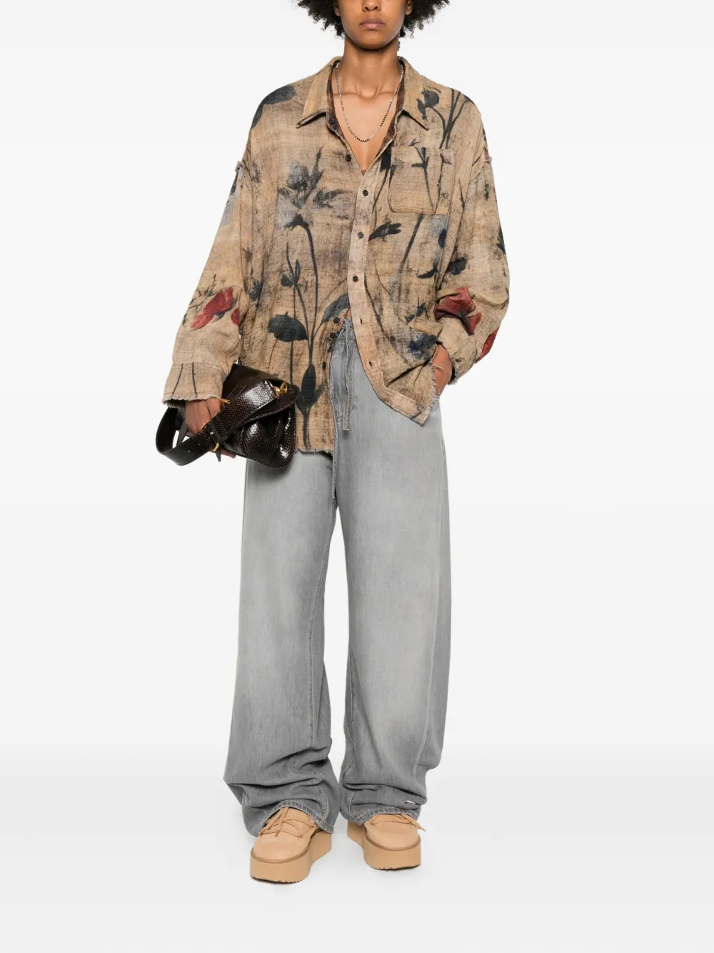DARKPARK drawstring-waist wide-leg jeans - Grijs