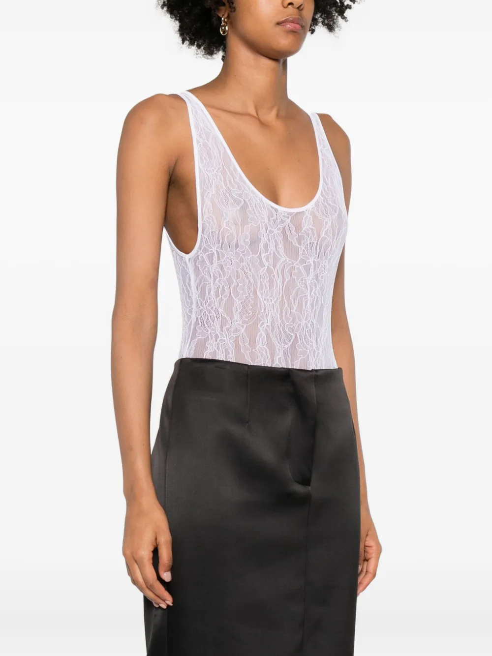 Wardrobe.nyc Lace-paneled Bodysuit In White