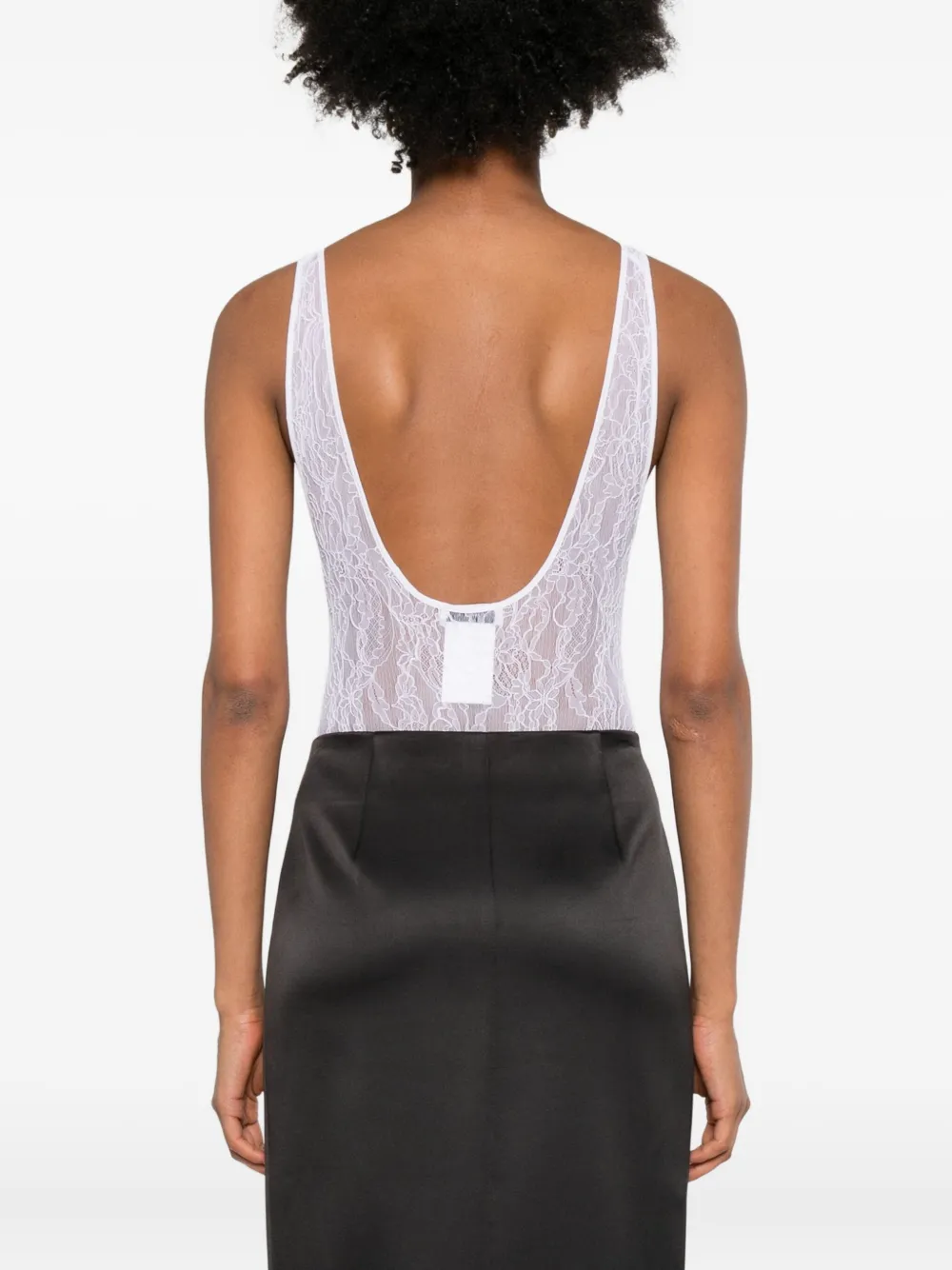 Wardrobe.nyc Lace-paneled Bodysuit In White