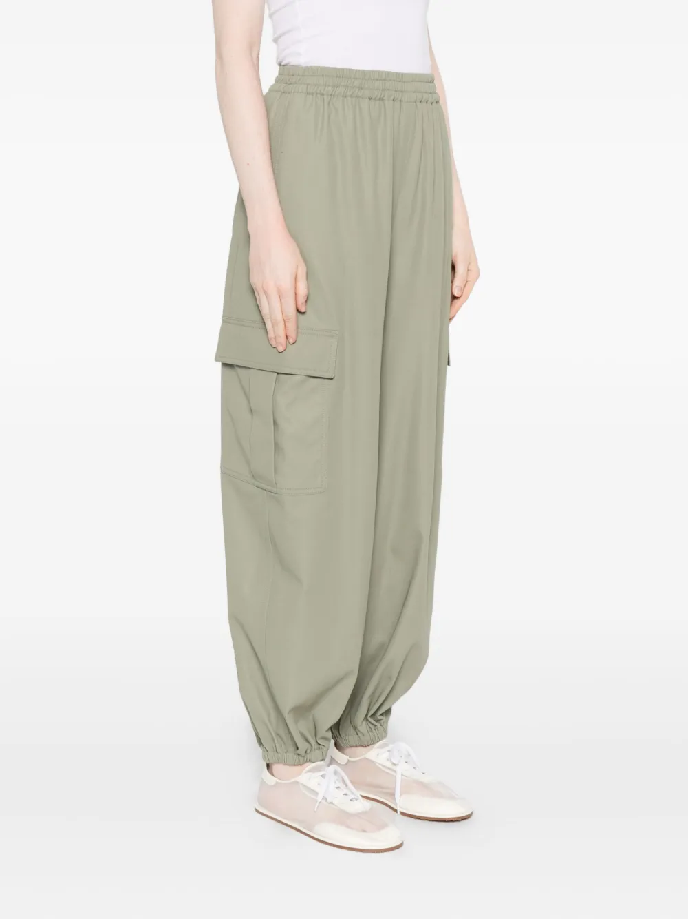 Max Mara Elasticated-hem Loose Trousers In Green